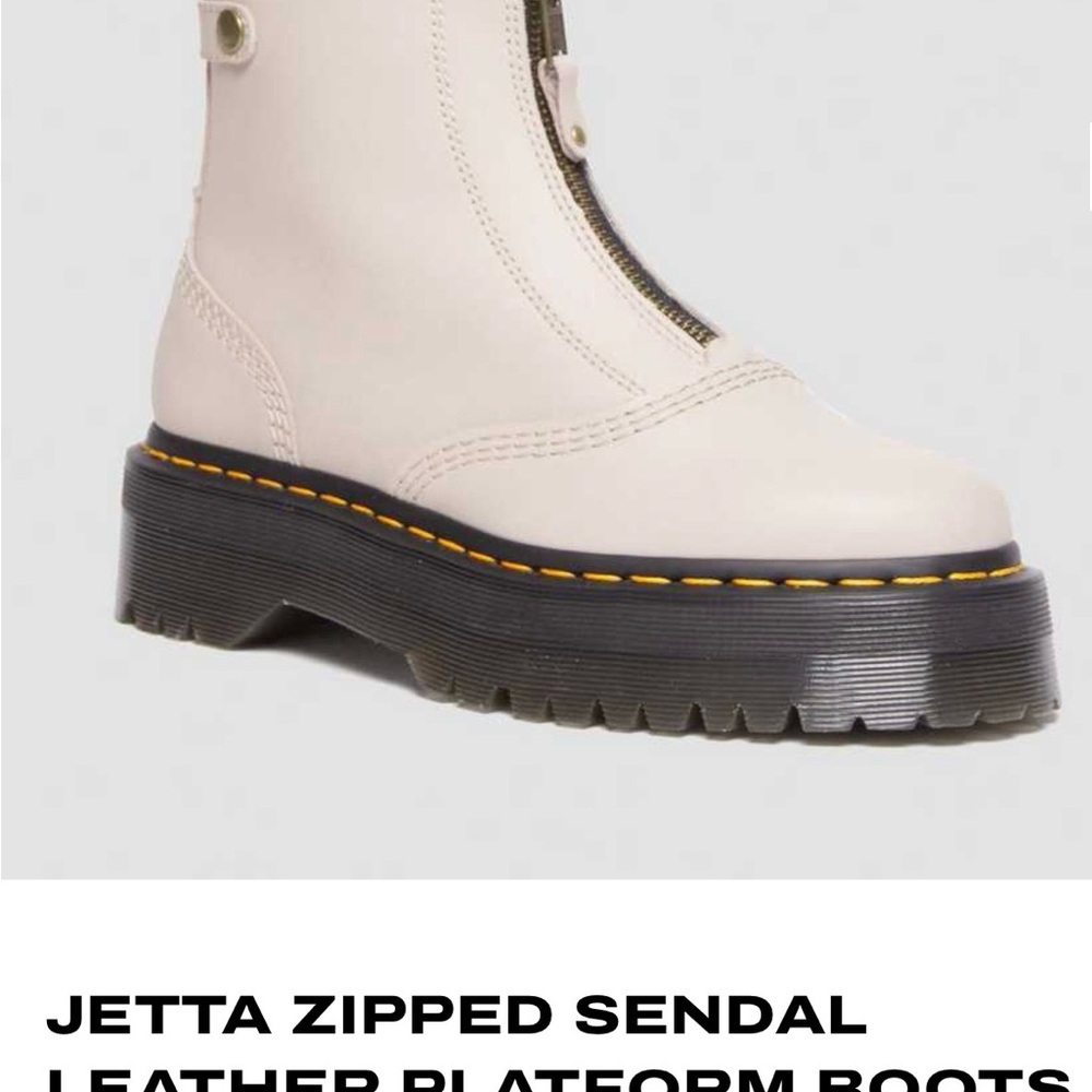 Dr. Martens Cream Leather Platform Zip Boots